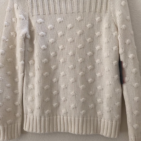 New Vince Camuto Estate Jewel Cotton Ball Cream Crewneck Sweater Size S - Picture 5 of 11